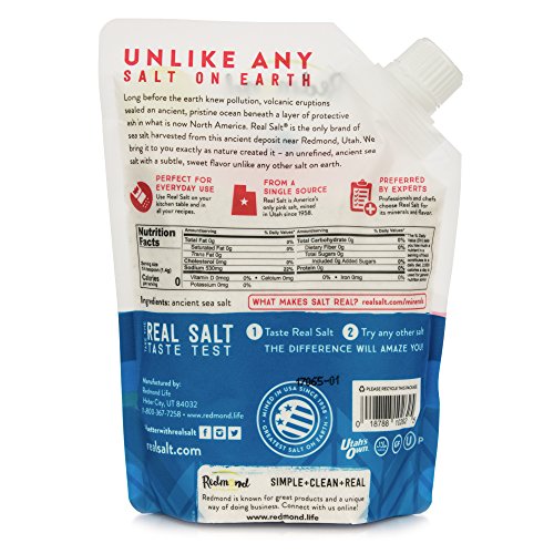 REDMOND Real Salt Fine Mineral Sea Salt, 2 Pack, 16oz Pouch